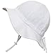 Toddler Girls White Cotton Sun Hats 50 UPF, Drawstring Adjustable, Stay-On Tie (M: 6-30m, Floppy Hat: Tiny Floret)
