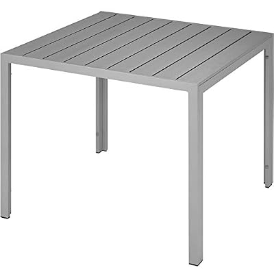TecTake Table de Jardin Carrée, Meuble d'Extérieur en Aluminium - Diverses Couleurs - (Gris | n° 402955)
