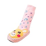 Moolecole Baby Boys Girls Moccasins NON-SKID Indoor Shoes Socks Pink Music Symbol Rabbit 0-6, 6-12, 12-18 Months