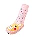 Moolecole Baby Boys Girls Moccasins NON-SKID Indoor Shoes Socks Pink Music Symbol Rabbit 0-6, 6-12, 12-18 Months