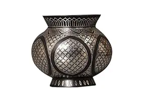 Nutristar Bidri Art Work Flower Vases Handcrafted Lota (Silver)