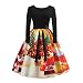 Produktbild TEBAISE Weihnachten Kleid Damen Vintage 50er Jahre Kleid Rockabilly Cocktail Abendkleid Festliches Kleid Lang Ärmel V Ausschnitt A Linie
