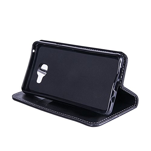 SKYXD Leder Hülle für Samsung Galaxy A5 2016 Rosen Blumen und Schmetterlings Muster,PU Folio Klappbar Schutzhülle [Brieftasche Kartenfach / Magnet / Standfunktion / Trageschlaufe] Klapphülle mit [Eule Handyanhänger + Eingabestift] 3 in 1 Zubehör Set Handy Tasche Etui for für Samsung Galaxy A5 2016 A510F Bookstyle Flip Case Leather Cover With [Stylus and Dust Plug]- Schwarz - 5