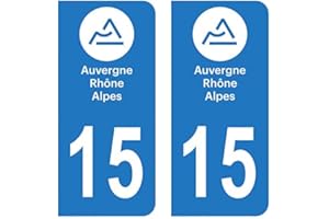 HADEXIA Autocollant Stickers Plaque immatriculation Voiture Auto département 15 Cantal Logo Région Auvergne-Rhône-Alpes