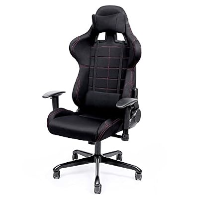 Songmics Chaise gamer Fauteuil de bureau racing sport avec support lombaire et coussin noir RCG001