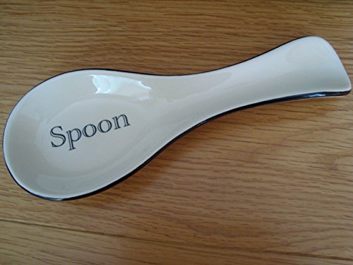 Keramik Cottage Küche cremefarben und schwarz Löffelablage Küche Zubehör - 2