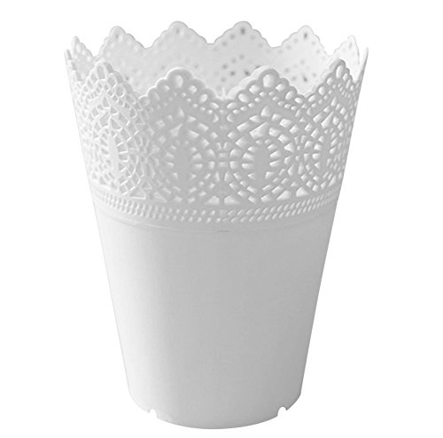 Leisial Solide Couleur Pot de Fleurs Vase à Plante Décoration de la Maison Support Stylo en Plastique Style Creux Floral Organisateur de Pinceau de Maquillage