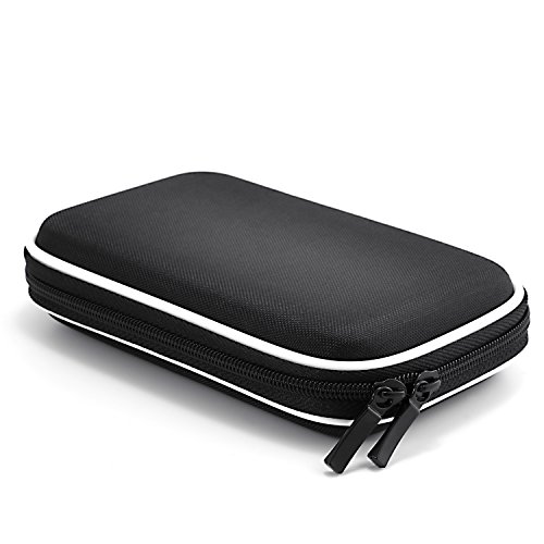 CSL – Universal Festplatten-Tasche für 2.5" HDD/SSD mit Zubehörfach | HDD/SSD Black/White Case | Schutzetui | Schutzhülle | Hard Case Tasche | geeignet für externe Festplatten bis 6,35cm (2,5 Zoll) und GPS- und Navigationsgeräte | aus elastischem EVA-Material (Mesh- Gewebe) + Polyester | wasserabweisend/UV-Schutz | ideal geeignet für mobilen Transport | schwarz/weiß (Mesh-Gewebe)