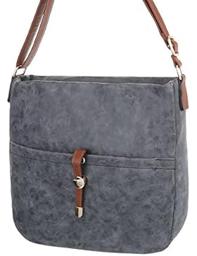 iTal-dEsiGn Damentasche Mittelgroße Schultertasche Umhängetasche Used Optik Kunstleder TA-K657