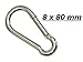 Produktbild 9 Stück Karabiner Haken 8 x 80 mm - Edelstahl verzinkt | Karabinerhaken | Schnellverschluss | DIN 5299