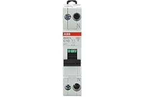 ABB Interrupteur Automatique Magnétothermique 1P+N 4,5 Ka Courbe C 1 Module Din SN201LC10 10 Ampères
