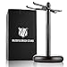 Miusco Premium 100% Pure Badger Hair Shaving Brush and Luxury Stand Shaving Set, Dark Chrome Stand, Black Brush