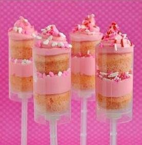 Sherwood Home NEW 6 CAKE PUSH UP POP HOLDERS PLUNGERS CLEAR & PINK PARTY CUPCAKES DESSERTS SH