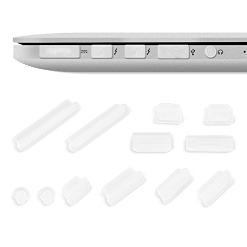 kwmobile 3in1 Set: Crystal Hülle für Apple MacBook Air 13″ (Modelle ab Mitte 2011) Hard Case – transparente 2-teilige Schutzhülle Cover Tasche in Transparent + 12er Staubschutz-Set + Keyboard Skin Tastaturschutz - 8