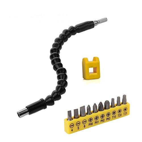 iRoundy Flexible Verlängerung Schraubendreher Bohrer Bits für Bohrmaschine+Schraubendreher Magnetizer Demagnetizer + Schraubendreher Set