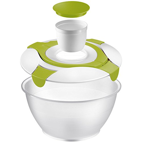 Westmark Salatbutler/-schüssel mit Tragegriffe und Dressing-Behälter, Fassungsvermögen: 6,5 Liter, Kunststoff, Praktika, Transparent/Apfelgrün, 2422227A - 3