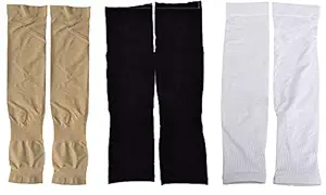 MUKHAKSH UV-Protection Beige +Black + White Arm Sleeves, hand socks for MUKHAKSH and Women/Girls (unisex) Used for dust and Pollution Protection