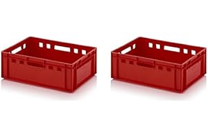 kistenkind 2x Fleischkiste E2 60x40x20 Metzgerkiste Eurofleischkiste rot inkl. Zollstock 2er Set