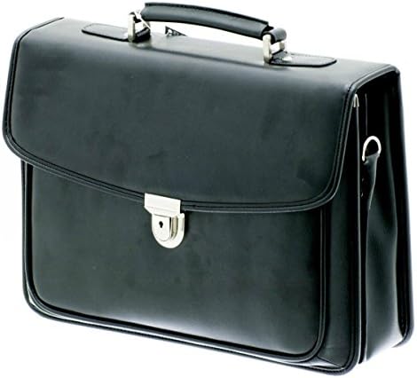 Stanford - Leather briefcase - 41 x 30 x 16 cm, organiser, laptop compartment 15 inches - 1.7 kg - black