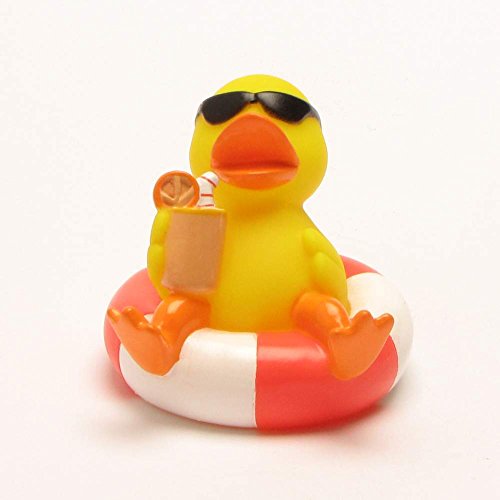 Badeente im Schwimmreif | Quietscheente | Duckshop | L: 8 cm - 2