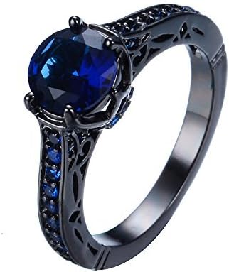 Junxin Jewelry Single Round Main Stone Women Engagement Ring Sapphire Color Size10