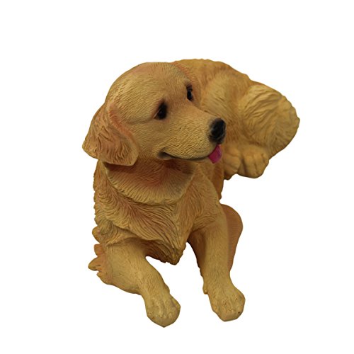 1PLUS Polyresin Figuren Gartenfigur Hund Golden Retriever, handbemalt, Gartendekoration Tiere, Kunstharz Dekofiguren - 3