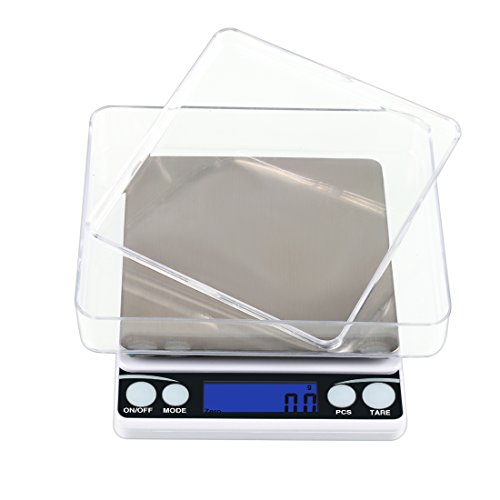 BOJIN Digitale Briefwaage Küchenwaage 0.1g-2kg Eigengewichtfunktion & Zählenfunktion Elektronische Wagge für Genauigkeit