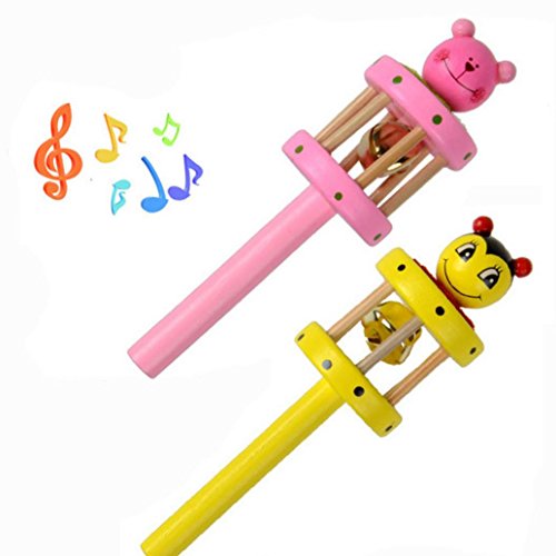 Tefamore Baby Spielzeug Cartoon Tiere aus Holz Handglocken Entwicklungsstörungen Musikinstrument - 3