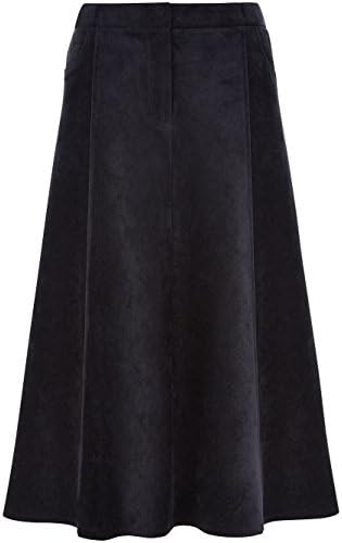 Ladies Fit and Flare Navy Corduroy Cord A-Line Skirt