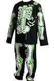 Childrens brillan en el oscuro esqueleto pijamas/Halloween disfraces traje negro con verde/blanco Bones 3 – 4 5 – 6 7 – 8 9 – 10 negro negro 3 años