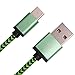 Produktbild iProtect Highspeed Type-C USB Ladekabel u Datenkabel im Flechtdesign aus Nylon für Geräte mit einem 3.1 USB-C Anschluss in Grün
