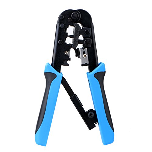 EIVOTOR Crimpzangen RJ 45 Handkrimpzange Doppelte Draht Crimpzange 8P 6P Klemmzange Abisolierzange Kabeltelefondraht Crimpzange RJ45 Kristall Crimpzangen Werkzeuge Kabelschuhe Tool Crimpwerkzeuge Kabelschuhzange für Abisolierung und Telefonleitung Druckleitung Strippen Schnittlinie