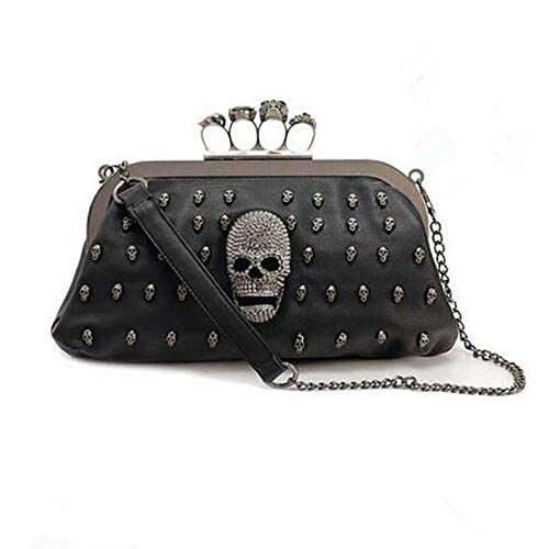 FreshGadgetz 1 Ensemble de Sac à mains de soirée en Cuir Polyuréthane avec poignée faite de bague à tête de mort