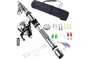 ‎BNTTEAM BNTTEAM Tragbares Angel-Spinnruten- und Rollen-Kombi-Set Kohlefaser-Fluoreszenz-Rutenspitze, mit Angelköderschnur-Tragetaschen-Kits für Reisen, Salzwasser, Süßwasser