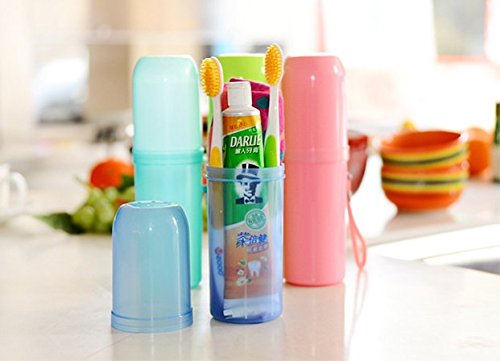 dealglad® Portable Utility Zahnbürstenhalter Zahnputzbecher Zahnpasta Cup Badetuch Reise, Zubehör Set, plastik, Clear Green, 20cm*5.5cm(H*Dia.) - 6