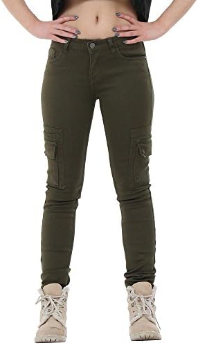 Slim Skinny Stretch Fitted Combat Cargo Pants Trousers - Green (10)