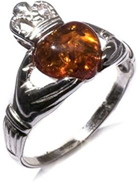 Honey Amber Claddagh-Ring mit Herz Sterling-Silber