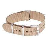MagiDeal Ersatz Gewebte Nylon Uhrenarmband Armbanduhr Band mit Edelstahl Schnalle - Khaki 20mm