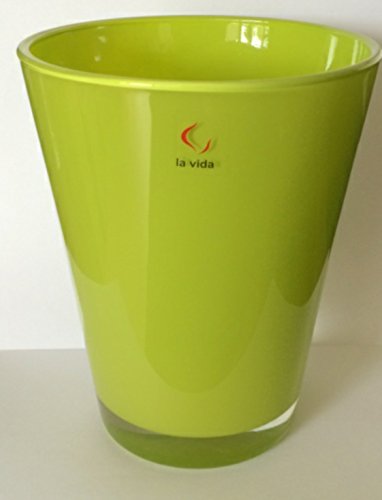 Vase Blumenvase Glasvase grün 17 cm hoch – hochwertig, Vasen Blumenvasen - 3