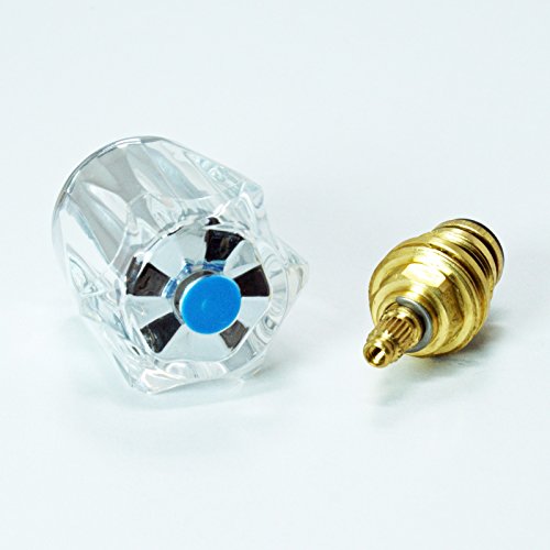 Stabilo-Sanitaer Hahnoberteil 1/ 2 Zoll blau Ventil Ventileinsatz Oberteil Messing Kaltwasser mit Acryl-Griff Ersatzteil Armatur Wasserhahn - 4