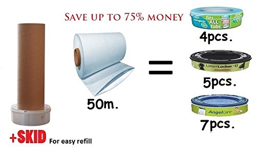 Recambio de bolsas Folie para Sangenic/Angelcare Cassettes Talla:50 m. + SKID