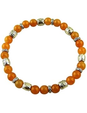 Sunsara Traumsteinshop Edelstein Design Armband - Aventurin orange, mit silberfarbenen Tibetperlen 6413