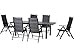 Produktbild 7-teilige Luxus Aluminium Padded Textilen Gartenmöbelgruppe "Taupo" , 6 TÜV getestete und gepolsterte Klappsessel "Detroit Plus" und ein Ausziehtisch "Miros" 180/240x90 mit Spraystone Platte, anthrazit, Doppler
