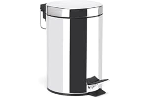 MSV - Poubelle Cosmétique Salle de Bain - Acier Inoxydable avec Seau Intérieur Amovible - Poubelle à Pédale Élégante - Compacte et Pratique - Miroir - 3L