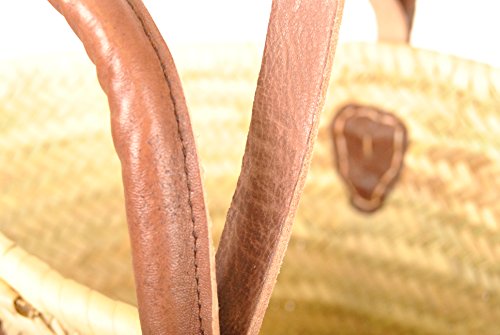 IBIZA Korbtasche aus geflochtenem Palmblatt mit Lederhenkel - 5