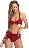 🌴Einfacher Bikini-Set im triangle Oberteil-Stil. Die Schleife der Vorderseite ist mit dem Schleifendesign der Hose verziert. Der Zweiteiliger mit hoher Taille ist sexy und glamouröser.
