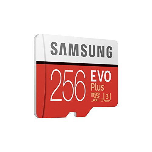 Samsung EVO Plus - Tarjeta de Memoria microSD de 256 GB con Adaptador SD  100 MB s  U3  Color Rojo y Blanco