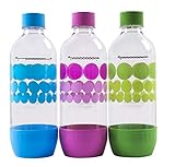 Marke: SodaStream SodaStream 1 Liter x 3 Pack PET-Flaschen blau / grün / lila - neues design 2015