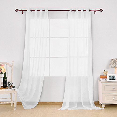 Deconovo Ösenvorhang Transparent Vorhang Voile Gardinen Voile 245×140 cm Weiß 2er set - 6