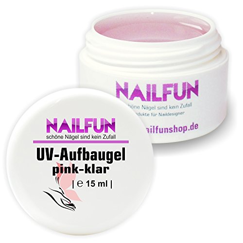 NAILFUN 15 ml UV-Aufbaugel pink-klar säurearm selbstglättend, 1er Pack (1 x 15 ml)